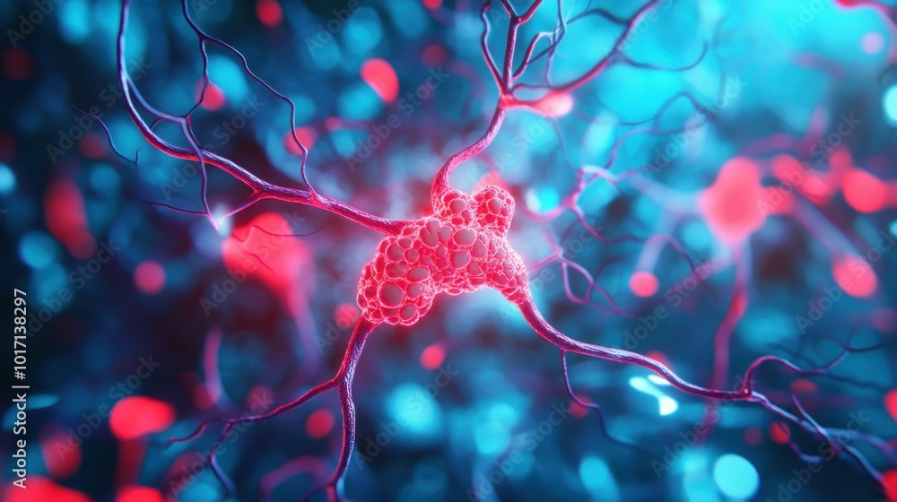Poster a single neuron with axons and dendrites