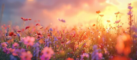 Floral Landscape at Dusk