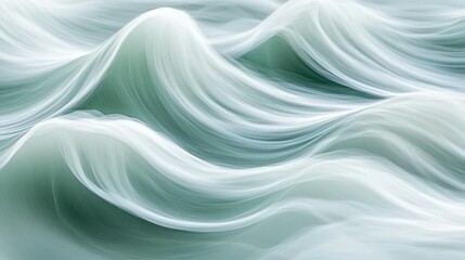 Abstract Flowing White and Green Waves