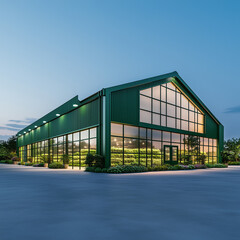 Fototapeta premium Gardening Supplies Warehouse: An Illustrated Exterior View