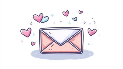Naklejka premium A cute, hand-drawn illustration of an inbox email message.