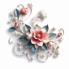 3D type flower on white background