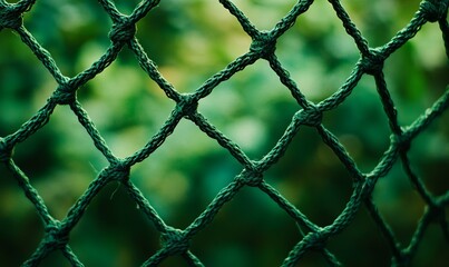 Fototapeta premium A green mesh fence with a green background