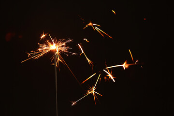 Beautiful Christmas sparkler on black background