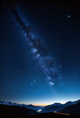 night sky over mountains with stars and milky way galaxy visible