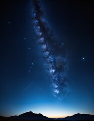 night sky with milky way over mountain range