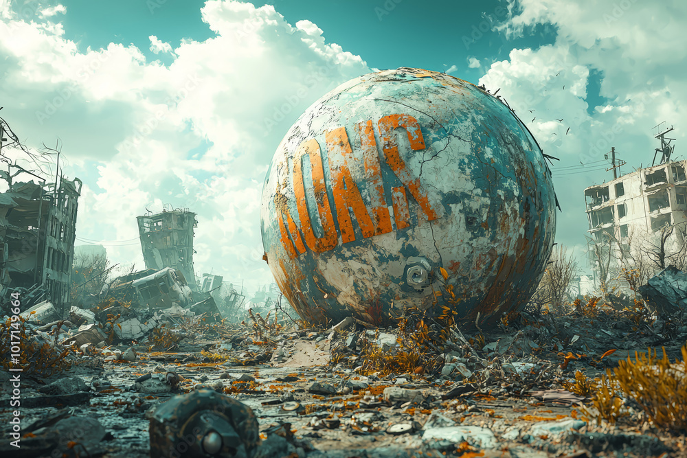 Aufkleber a multiverse where earth exists in different forms--one thriving, another in ruin--representing the 