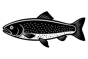 Rainbow Trout logo, Black and White Trout fish jumping out of the water, Great for your rainbow fishing activity.