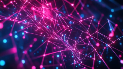 Fototapeta premium Abstract Network with Pink and Blue Glowing Lines and Dots