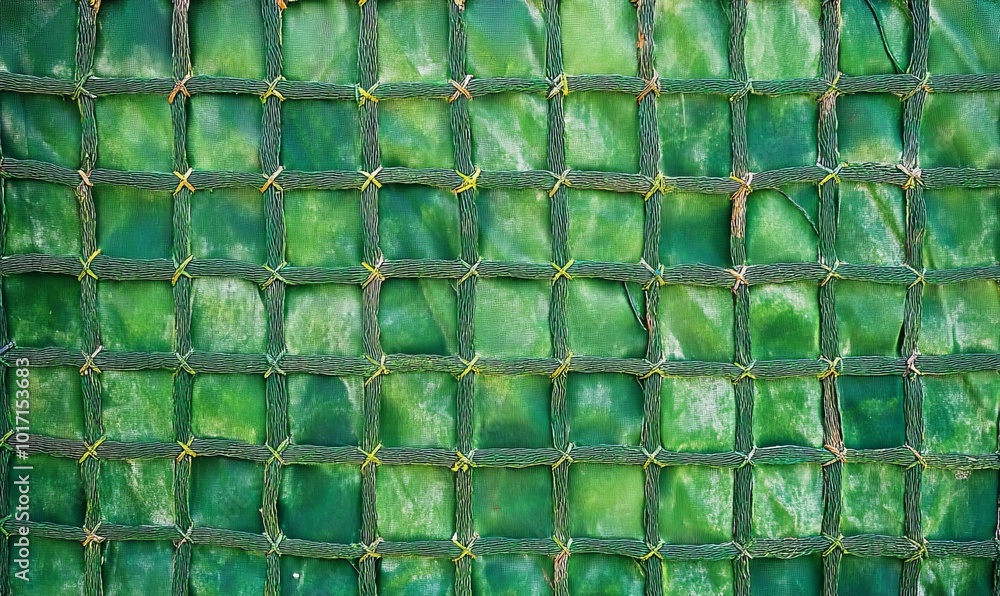 Poster a green mesh fence with a pattern of squares
