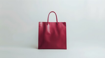 Burgundy Shopping Bag on a white Background with Copy Space