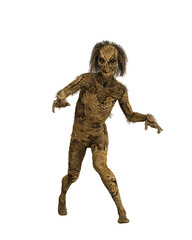 Fantasy Halloween monster scarecrow creature with straw hair. Isolated 3D render.