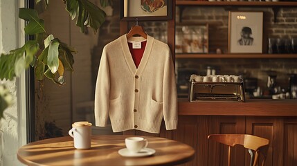 woolen jacket on a hanger 