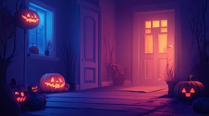 Cute and Funny Halloween Background, Lo-Fi Style