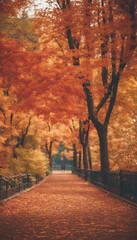 Naklejka premium An autumn park with colorful foliage autumn leaves backgrounds vertical