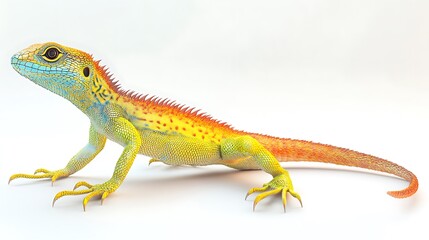 Naklejka premium Vibrant Long Tailed Lizard Displaying Beautiful Bright Colors Nature Photo
