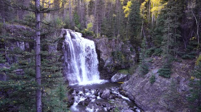 Upper Ames Waterfall, Falls, in the Southern Colorado Mountains,  America, USA.