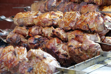 Meat broils in barbecue. Grilled meat. Meat are cook