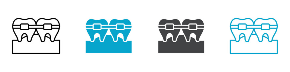 teeth braces icon Vector outline sign