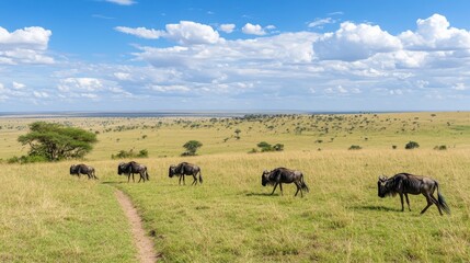 Wildebeests in Maasai Mara, Kenya