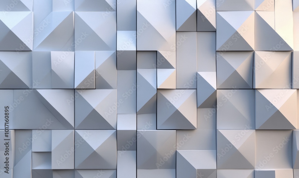 Poster futuristic block wall high tech 3d render of diamond tile pattern.