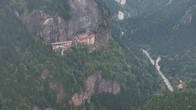 Sumela Monastery (S&uuml;mela Manastırı) Drone Video, Altındere National Park Ma&ccedil;ka, Trabzon Turkiye (Turkey)	