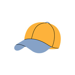 Bright yellow and blue cap resting against a plain background in casual, relaxed setting