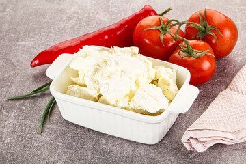 Soft Philadephia cheese in the bowl
