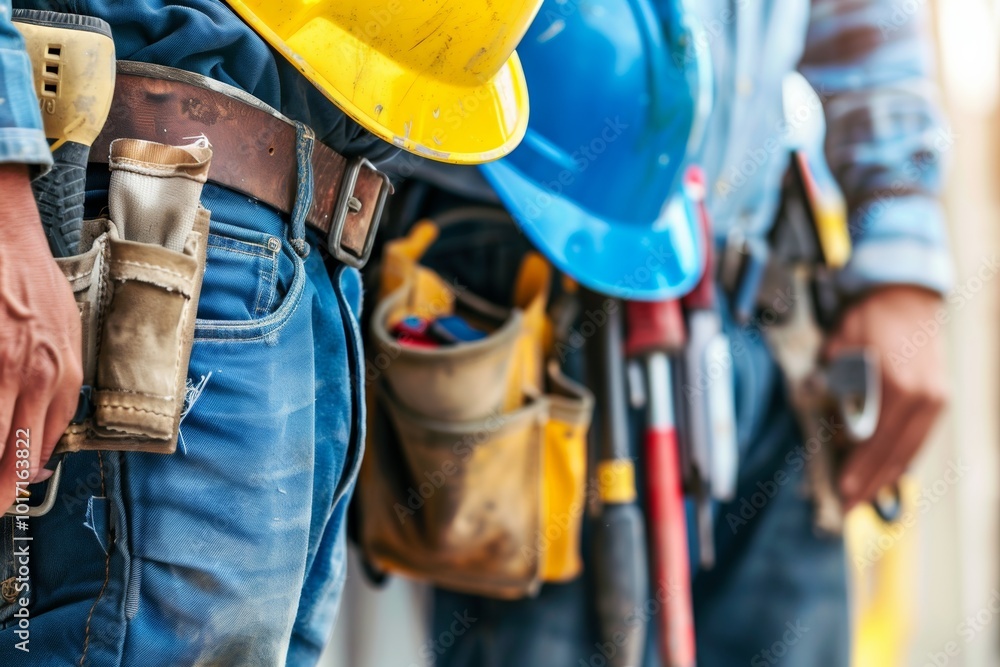 Aufkleber a repair team actively engages in maintenance work at a construction site while utilizing various to