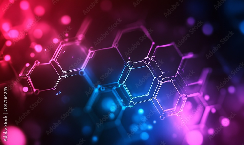 Poster abstract technology or medical background with hexagons shape pattern molecular structure