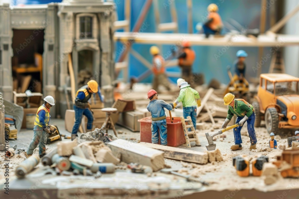 Aufkleber a dedicated repair team is actively engaged in construction tasks, using tools and materials to enha