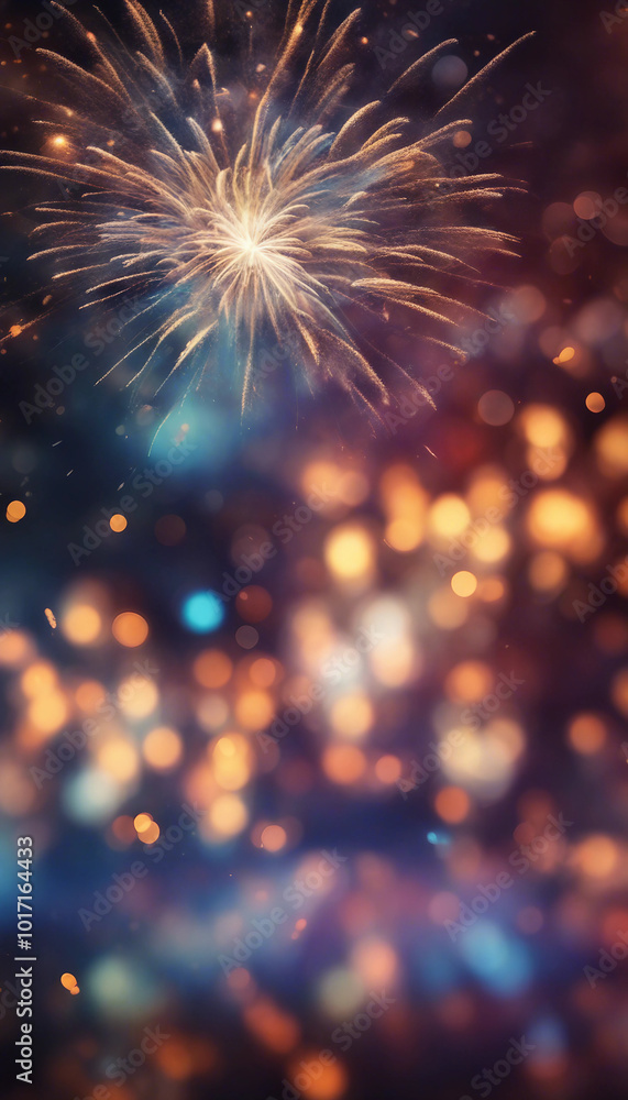 Poster new years eve fireworks with bokeh and a copy space background abstract holiday background with stoc