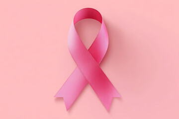 Pink ribbon, symbol of breast cancer awareness month, pink october.