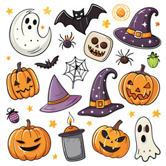 Fototapeta premium Set of hand drawn Halloween element collections