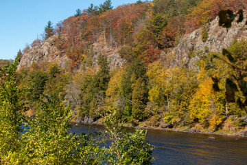 The bluffs of Michigan across the Menominee River in Niagara, Wisconsin