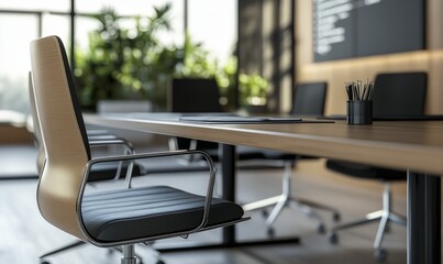 Modern conference table mockup with branded materials