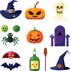 Obraz premium Set of hand drawn Halloween element collections