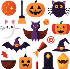 Fototapeta premium Set of hand drawn Halloween element collections