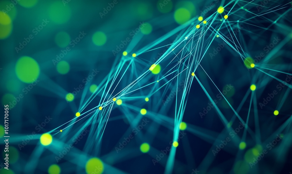 Aufkleber futuristic network lines form a technical grid. blue and green connectivity concept.