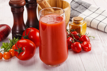 Fresh Tomato juice in the glass