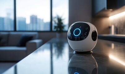 Innovative powered home assistant robot on a countertop