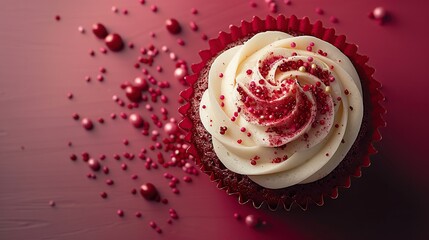 Red Velvet Cupcake with Sprinkles
