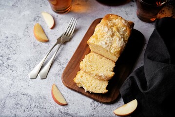 Apple cake on a gray background