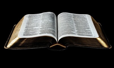 Open the Bible on a black background. The concept of religion