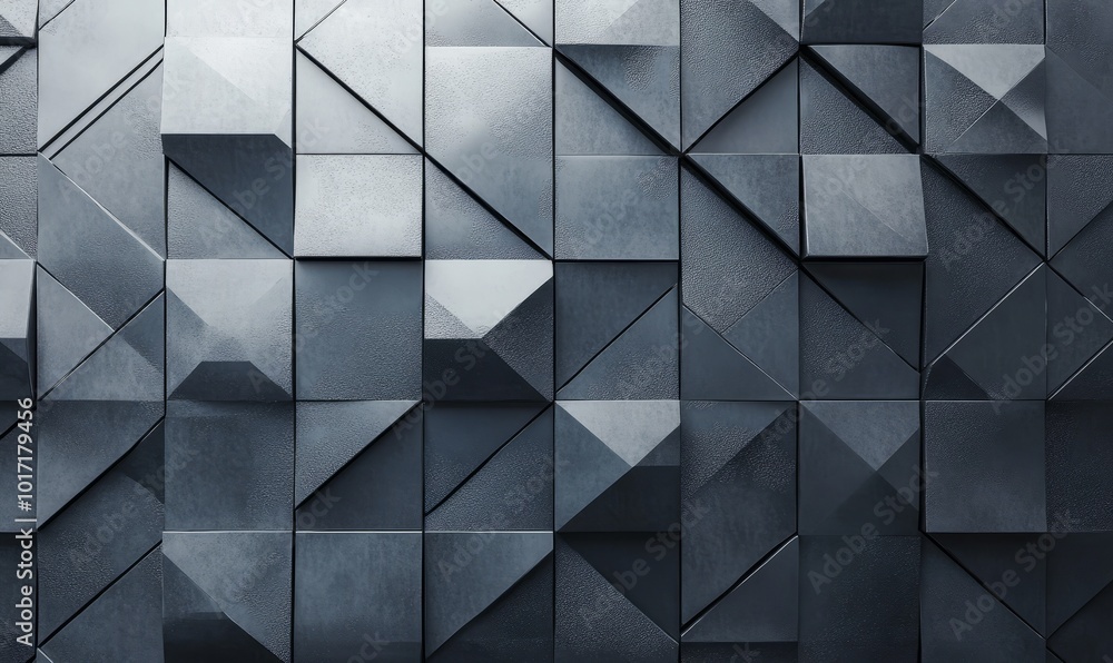 Poster futuristic block wall high tech 3d render of diamond tile pattern.
