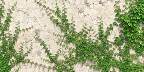 Naklejka premium Green ivy on a wall – ideal for decorating residential or commercial spaces that emphasize natural elements and textures