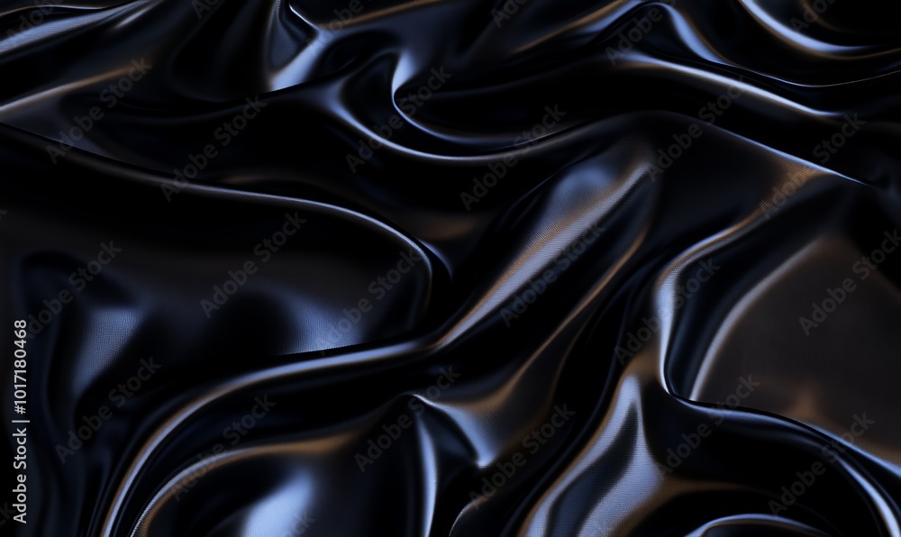 Poster this image showcases an elegant black satin fabric with luxurious waves creating a smooth texture pe
