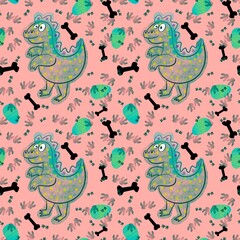 Cartoon animals seamless dinosaur pattern for wrapping paper and fabrics
