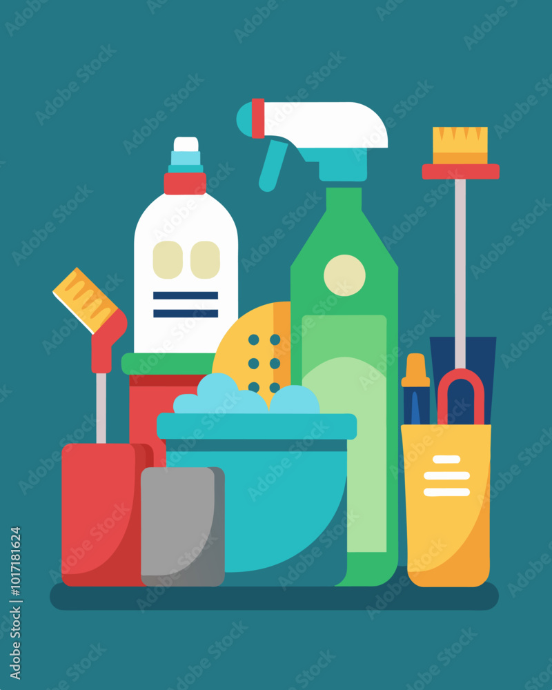 Poster a minimalist cleaning routine with only essential cleaning products and tools reducing expenses and 