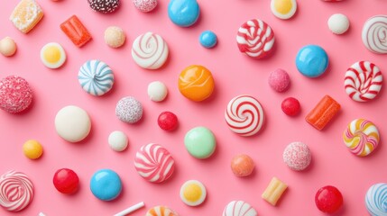 Fototapeta premium Colorful Candy Abstract Pattern Flat Lay